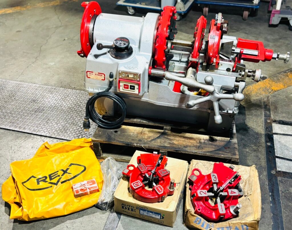 REX/レッキス パイプマシン ネジ切り旋盤 N100A 自動切上 ダイヘッド3台付 100/200V