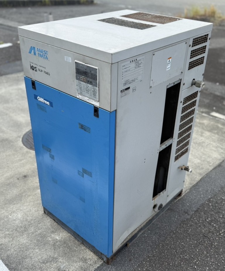 ANESTIWATA/アネスト岩田 オイルフリー スクロール コンプレッサー SLP-75BD 200V 60Hz ※運転時間7900ｈ